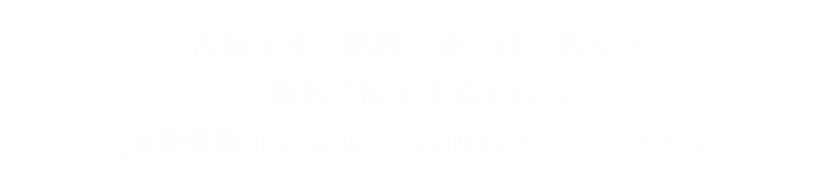 白内障手術、網膜・硝子体手術などの眼科手術で実績のある、花粉症やアレルギー、コンタクトレンズ対応のJR巣鴨駅北口徒歩1分の巣鴨さだまつ眼科です