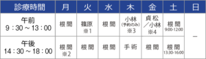 巣鴨さだまつ眼科：診療時間